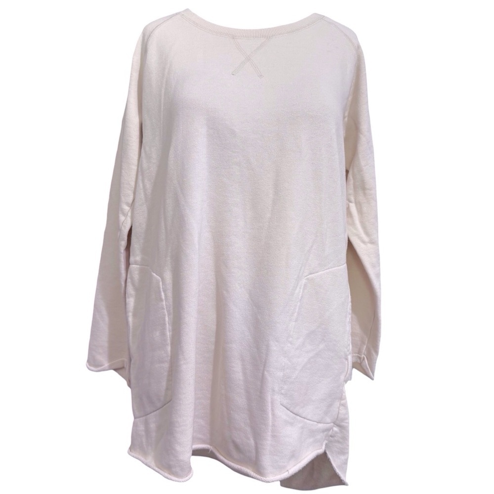 Jackson Rowe Terry Cream High Low Sweater Sweatshirt Size Small Oversized